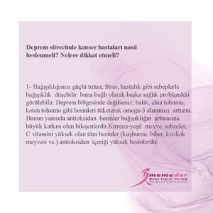 Deprem sürecinde kanser hastaları nasıl beslenmeli