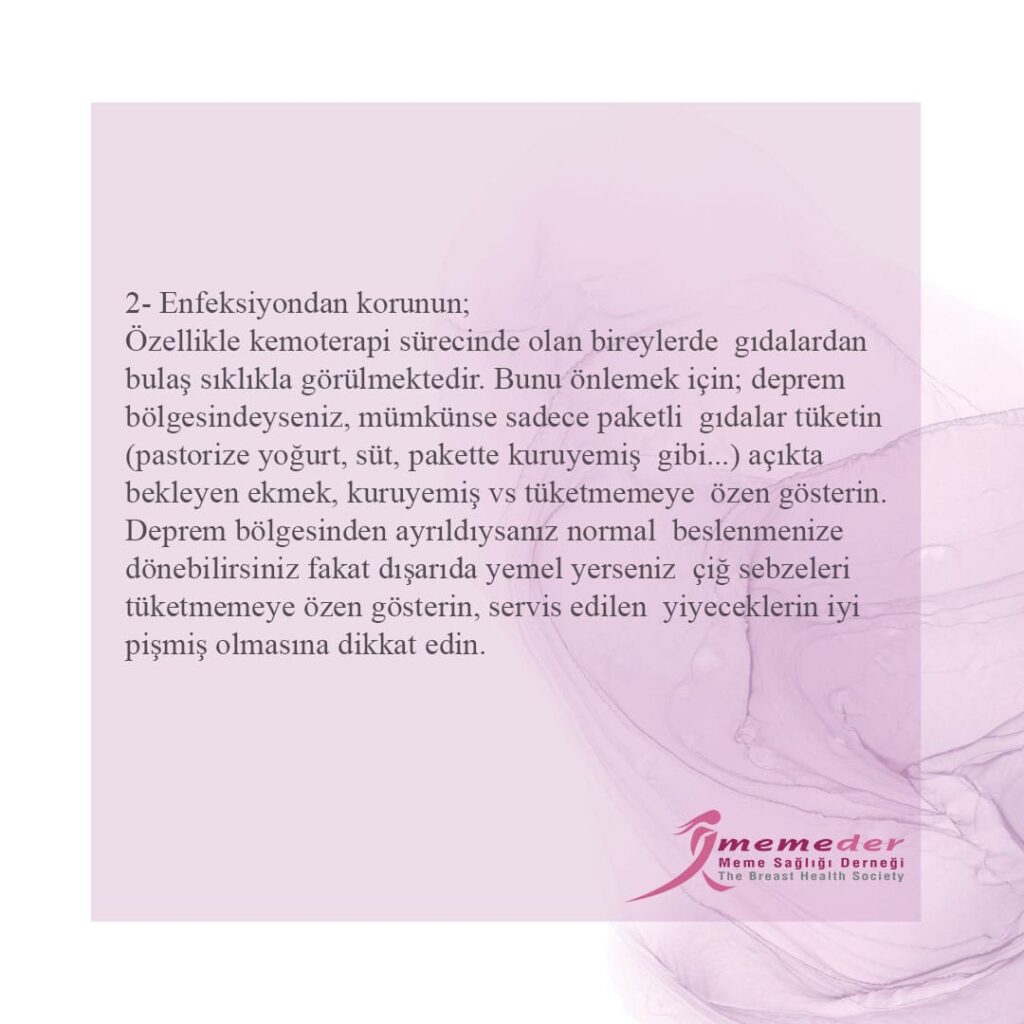 Deprem sürecinde kanser hastaları nasıl beslenmeli