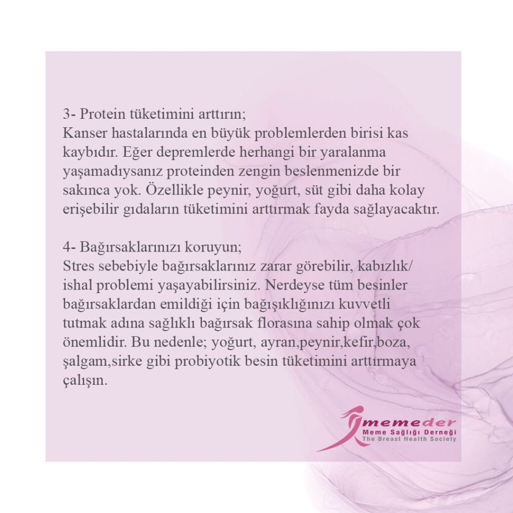 Deprem sürecinde kanser hastaları nasıl beslenmeli